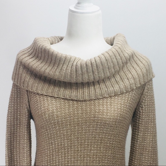 WHBM Tan Long Sleeve Tunic Sweater Wool Blend - Picture 6 of 8